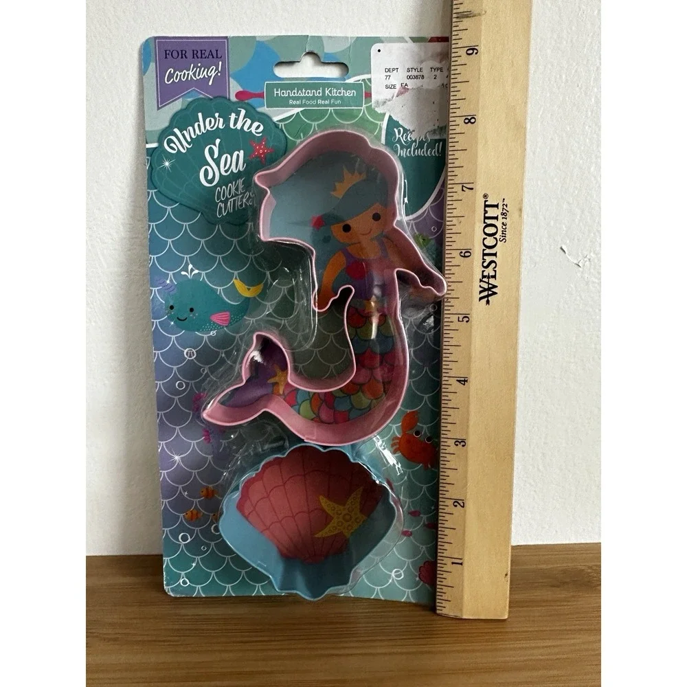 Under The Sea Cookie Cutters. Pink Mermaid & Blue Seashell‎ Cookie Cutter Set